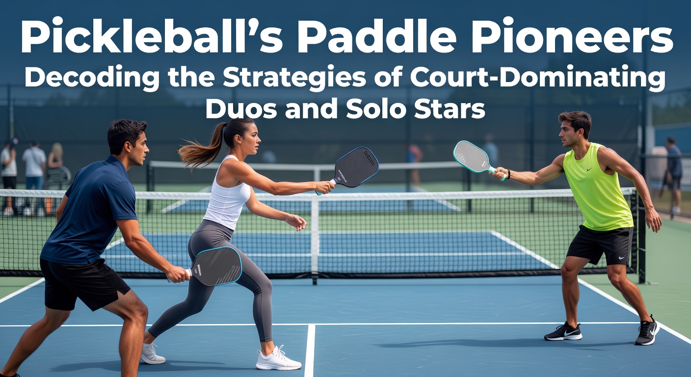 Dynamic pickleball duo executing a precise dink at the net during a high-stakes tournament match