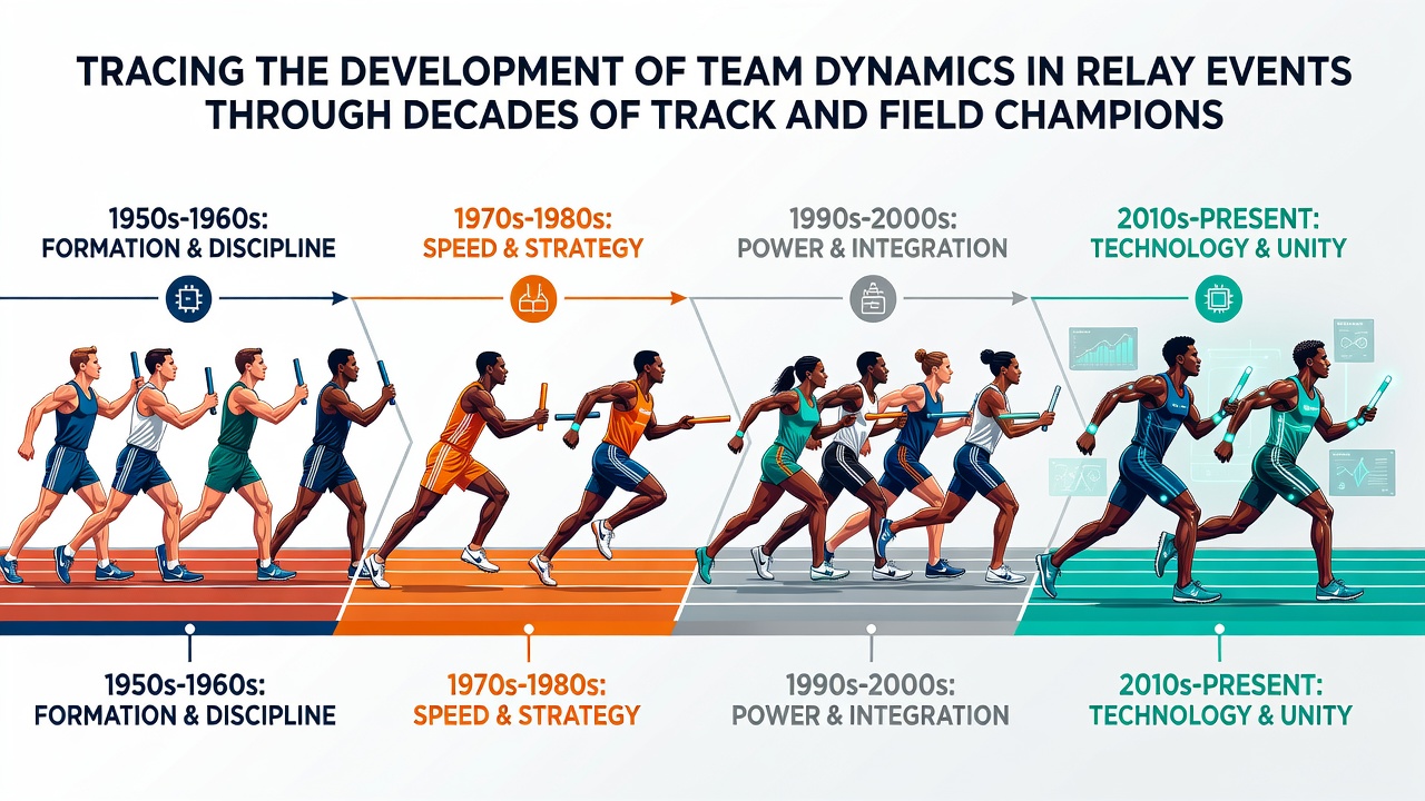 Modern relay athletes executing a precise baton exchange in a contemporary track and field final